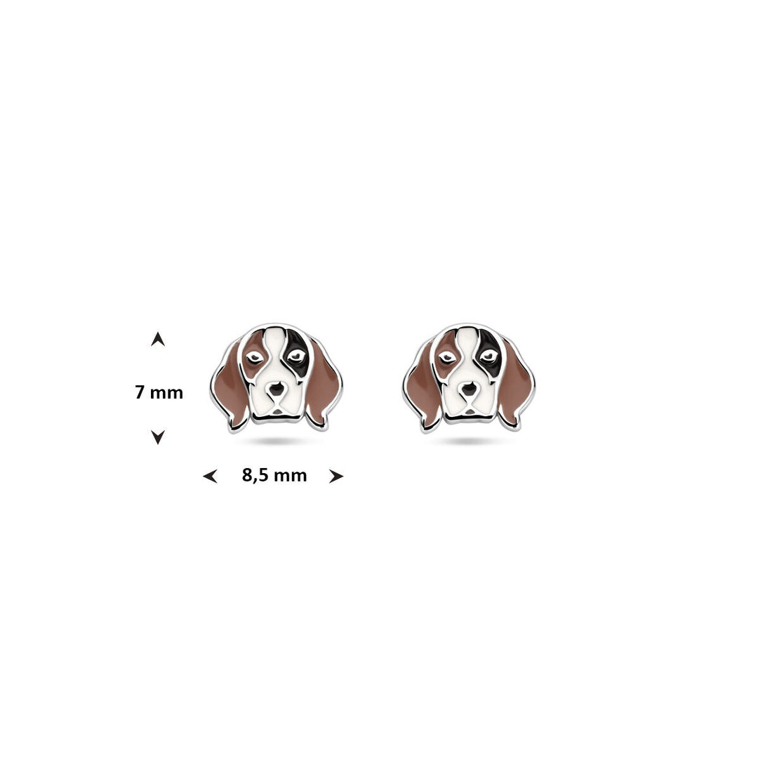 Zilveren kinder oorknopjes hondje 7 mm