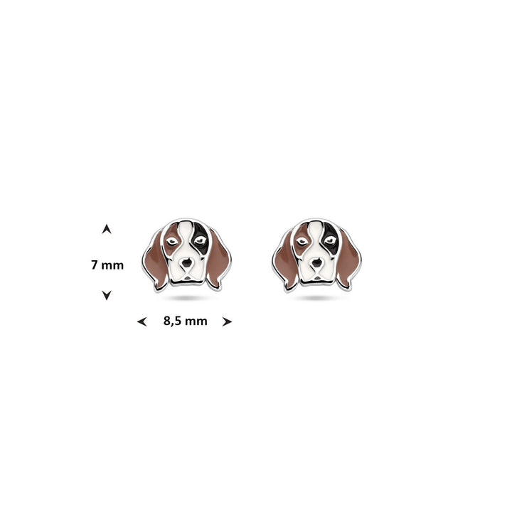 Zilveren kinder oorknopjes hondje 7 mm