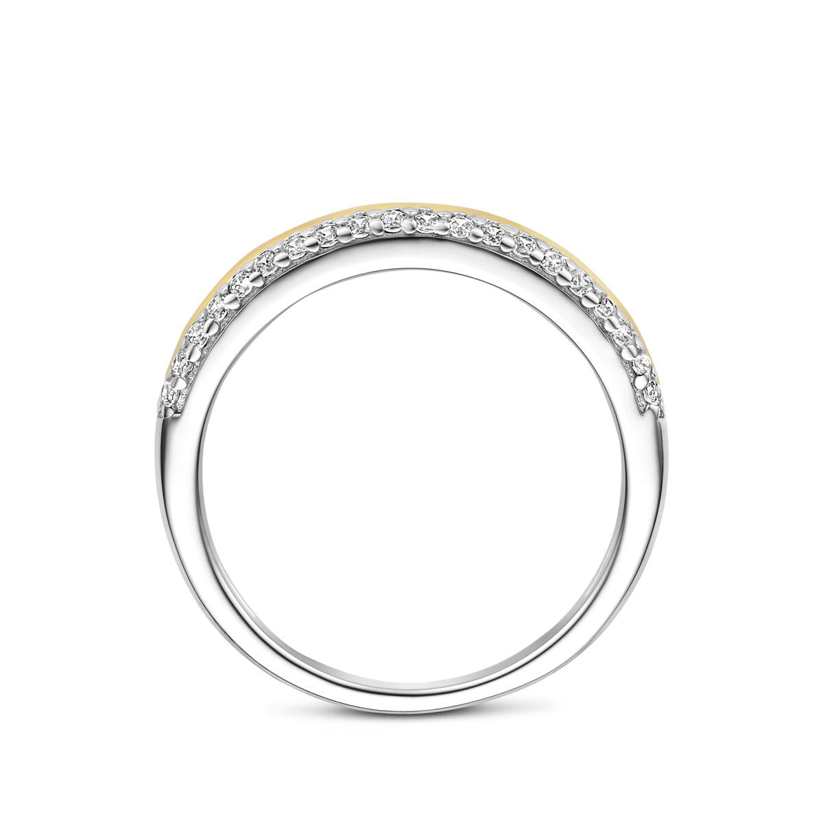 Verguld en gerhodineerd zilveren ring met zirkonia