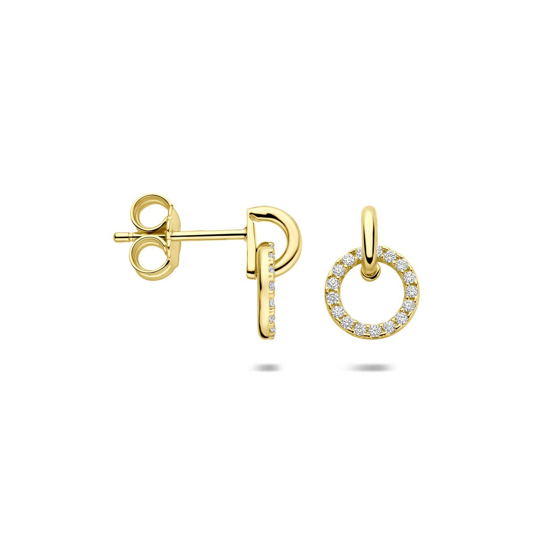 Gouden Oorhangers 14k met Zirkonia – Pavé Zetting
