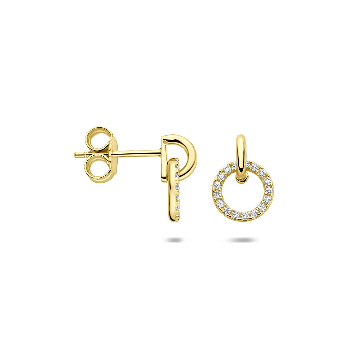 Gouden Oorhangers 14k met Zirkonia – Pavé Zetting