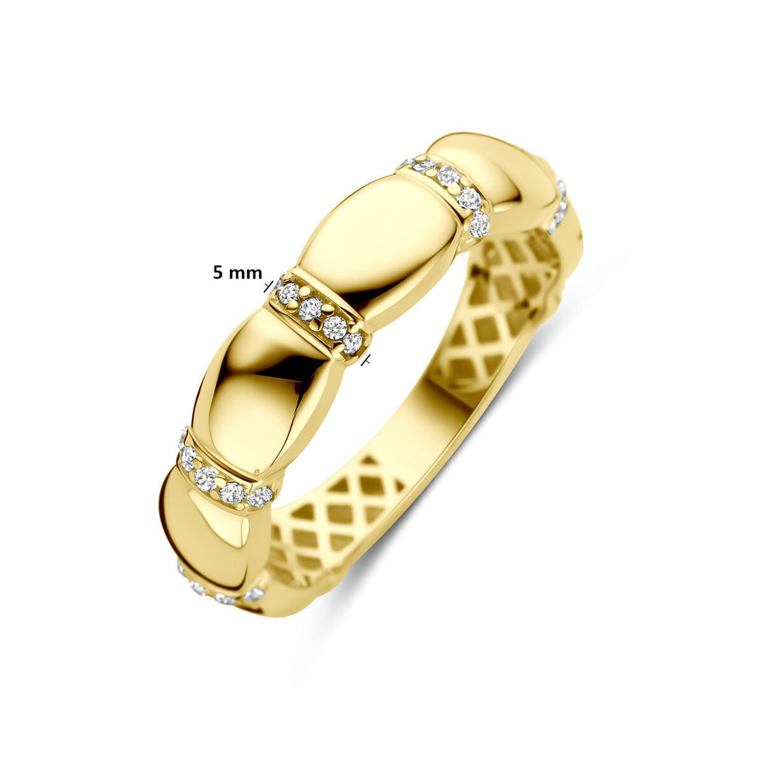 Gouden damesring met zirkonia – 14k geelgoud