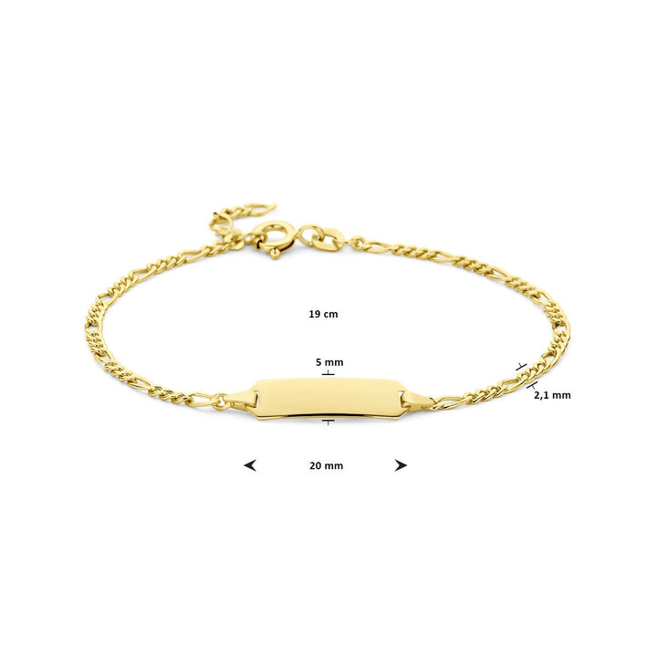 14k Geelgouden Graveerarmband met Figaro Schakel – 5mm Plaat