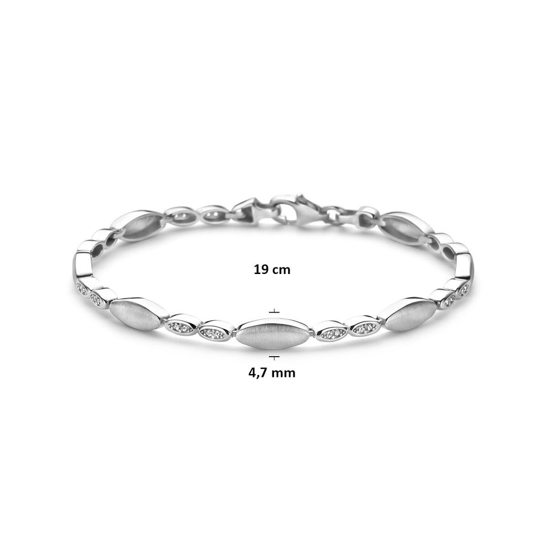 Zilveren dames armband met zirkonia gerhodineerd 4,7 mm 19 cm