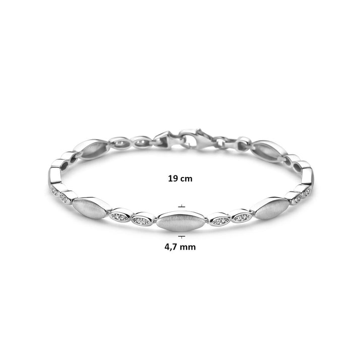 Zilveren dames armband met zirkonia gerhodineerd 4,7 mm 19 cm