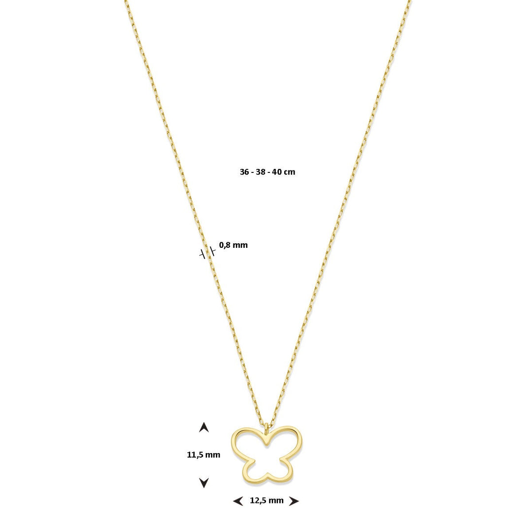 Gouden kinder ketting – 14k vlinder hanger