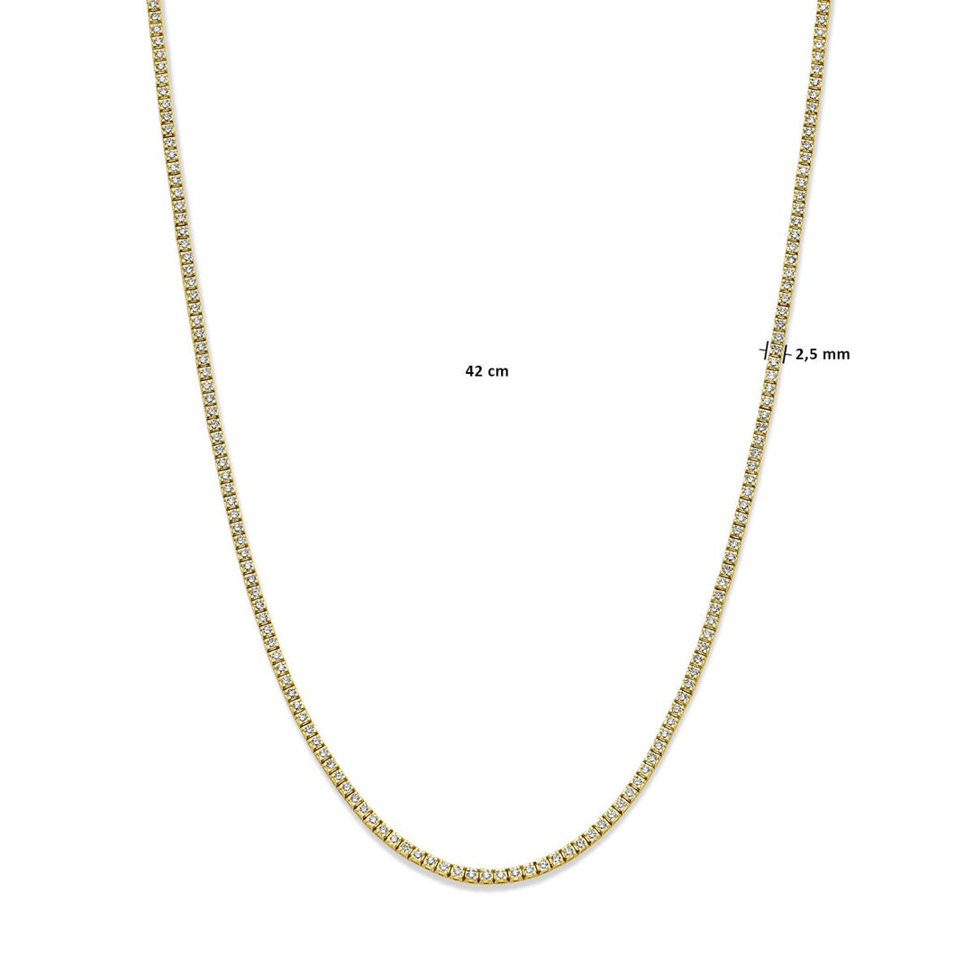 14k geelgouden tenniscollier met diamanten – 5.00ct