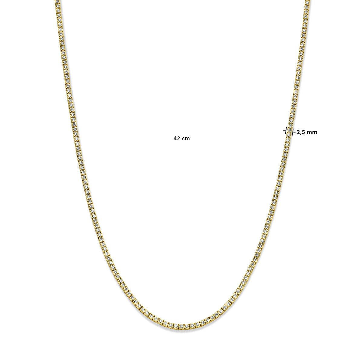 14k geelgouden tenniscollier met diamanten – 5.00ct