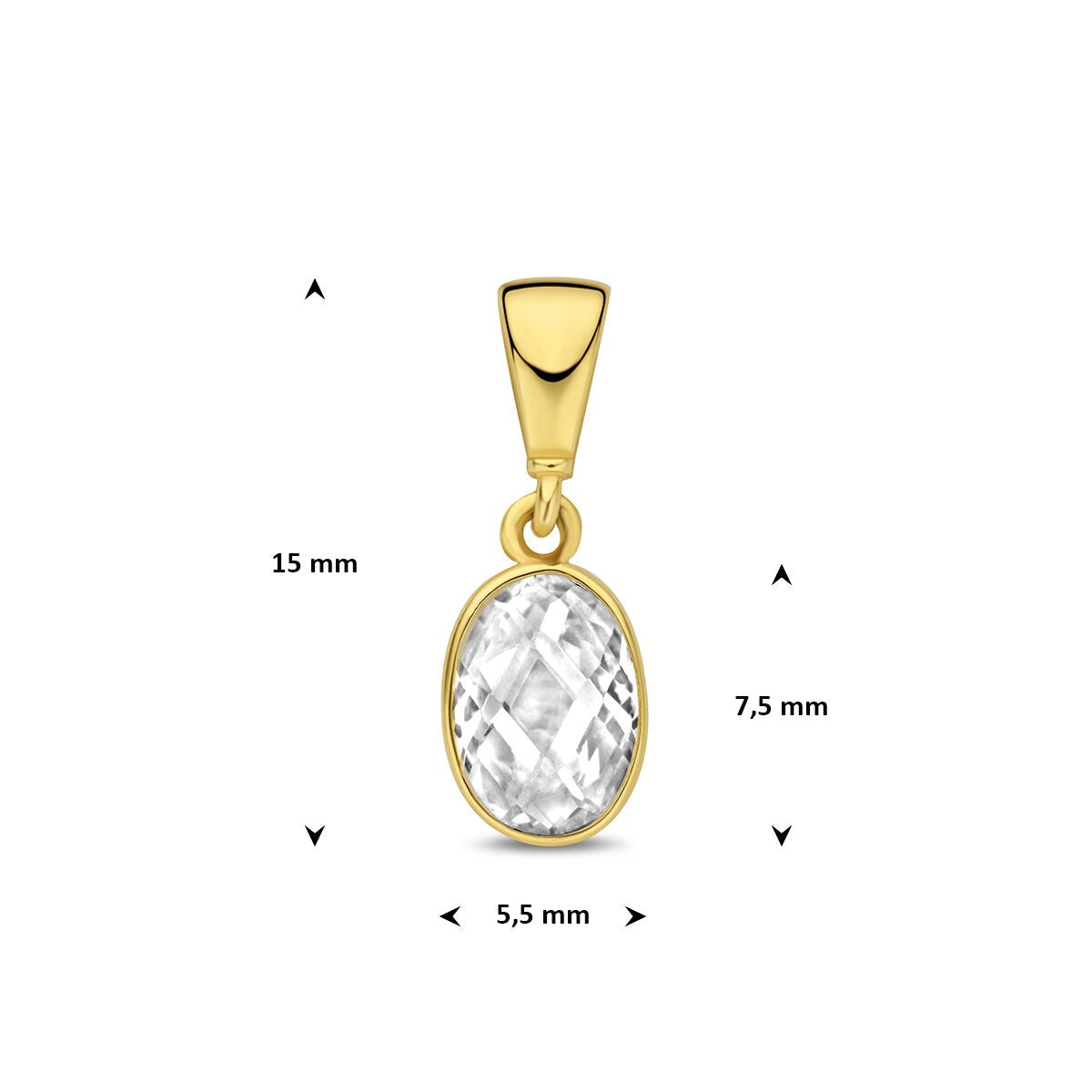 9k Geelgouden hanger met ovale zirkonia