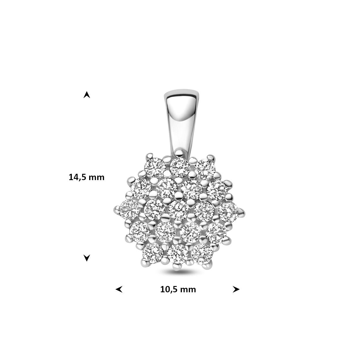 Gerhodineerd 925k zilveren hanger met pavé zirkonia