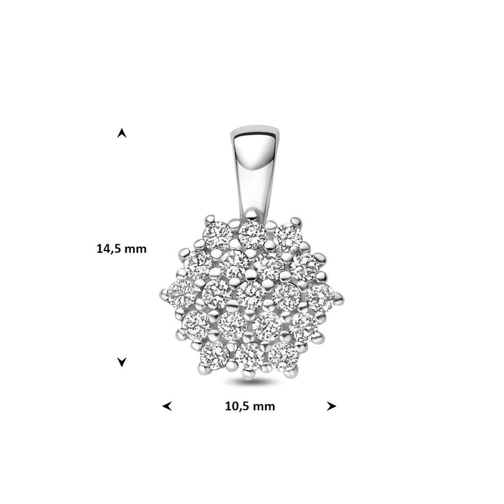 Gerhodineerd 925k zilveren hanger met pavé zirkonia