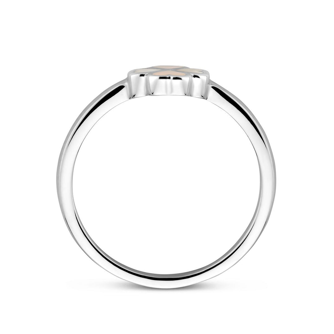 Ring Kleeblatt Perlmutt Silber rhodiniert