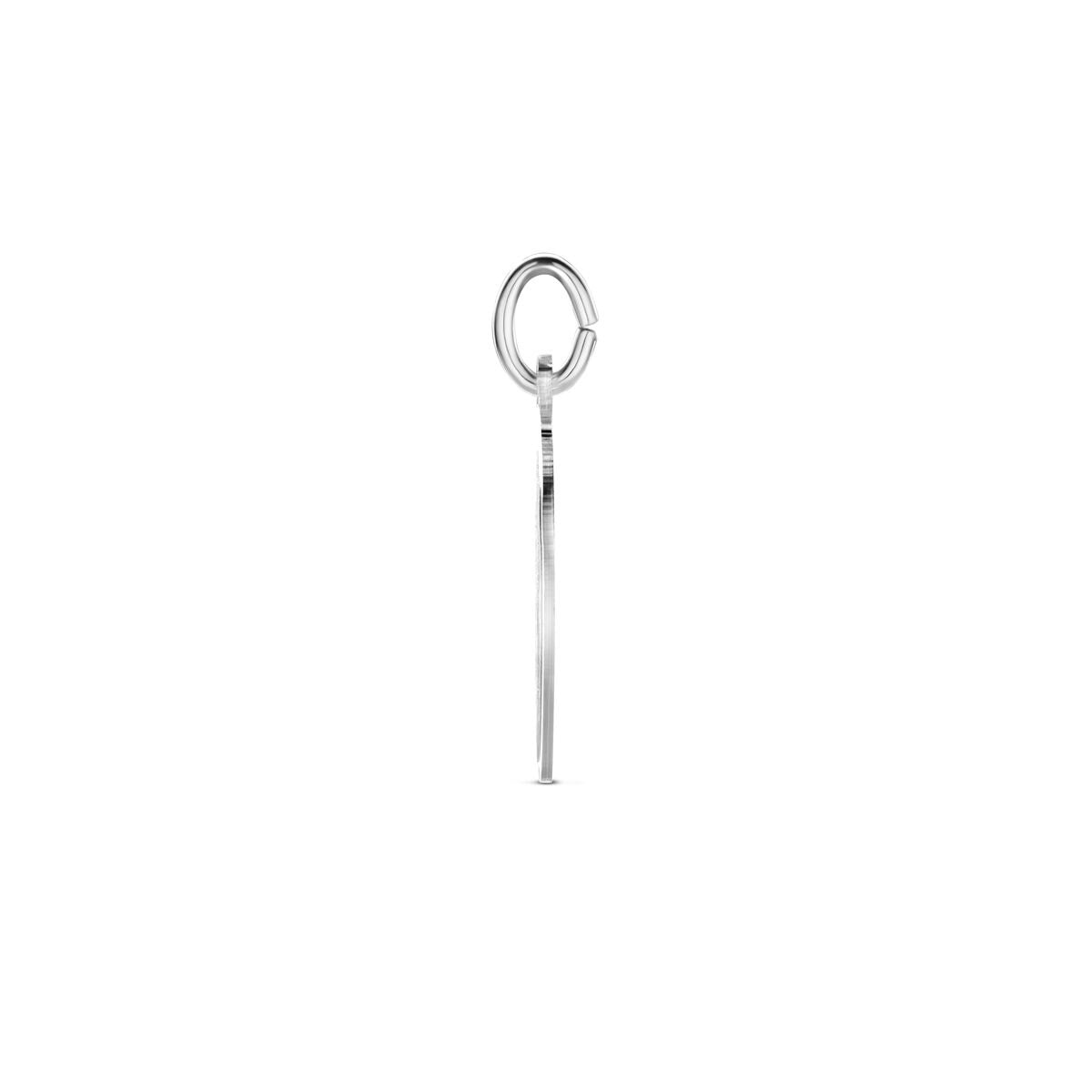 Zilveren ovale graveerhanger – gerhodineerd 925 zilver, mat/gediamanteerd, 24 x 12 mm