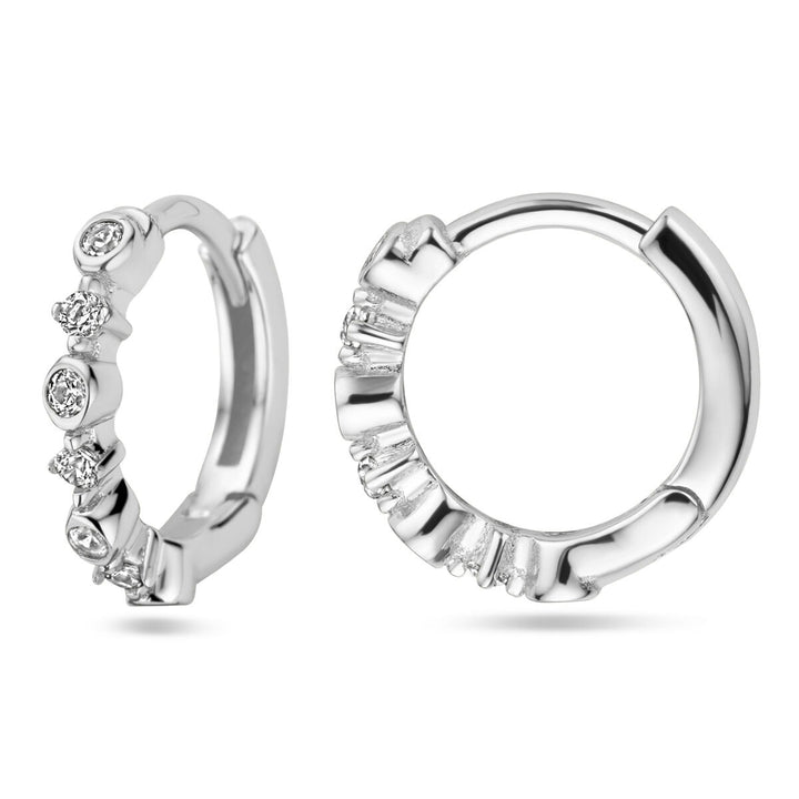 Zilveren dames klapoorringen met zirkonia – gerhodineerd 11.5 mm
