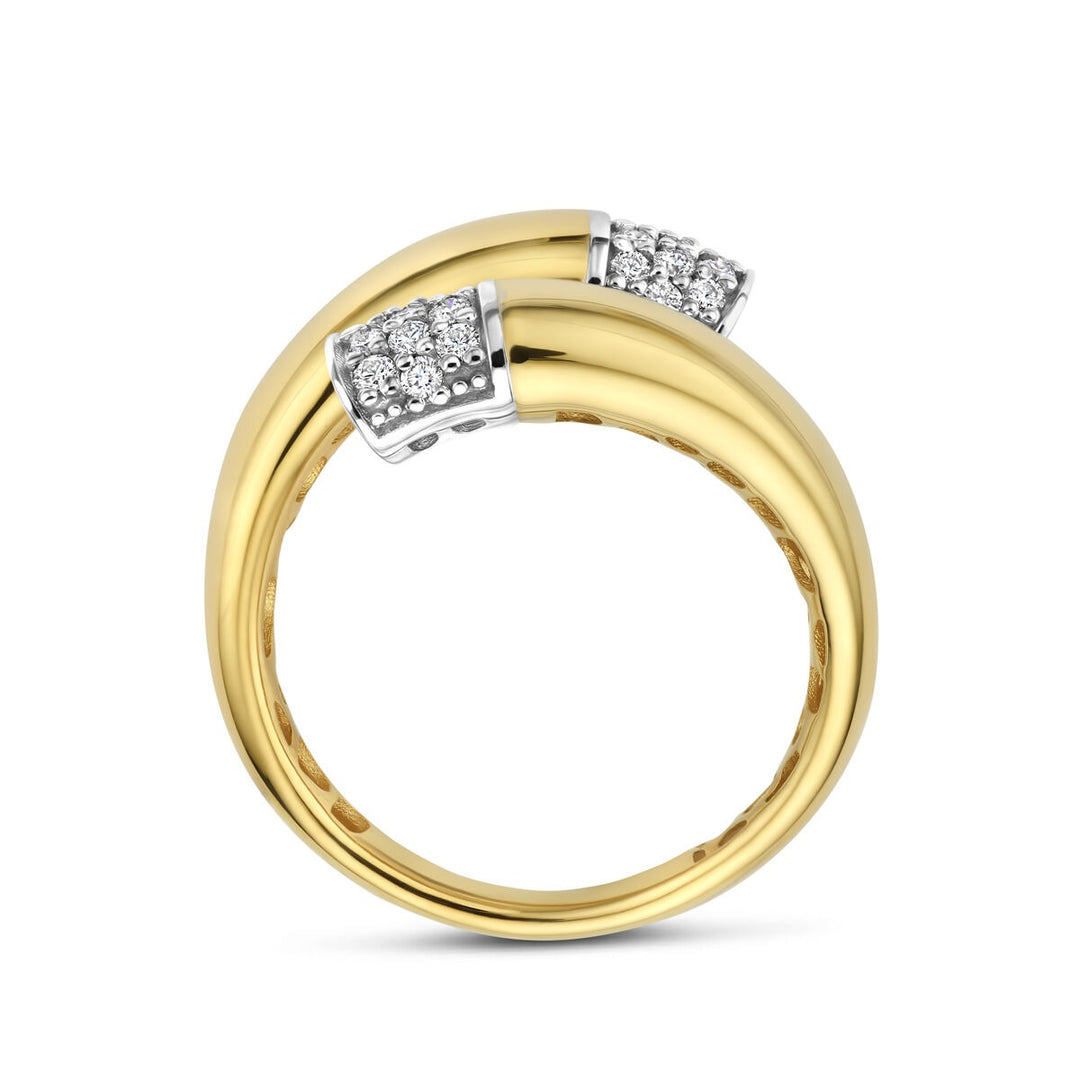 14k Bicolor dames ring met diamant – 16 mm breed