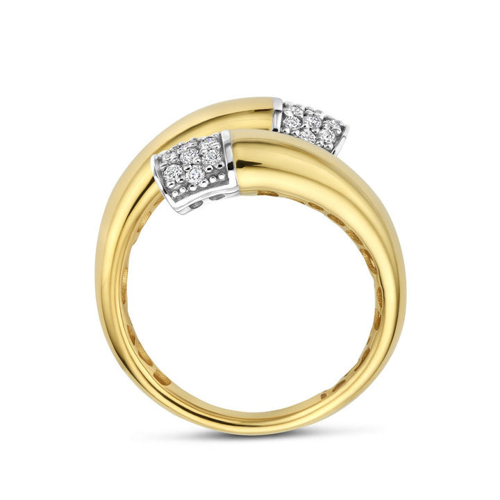 14k Bicolor dames ring met diamant – 16 mm breed