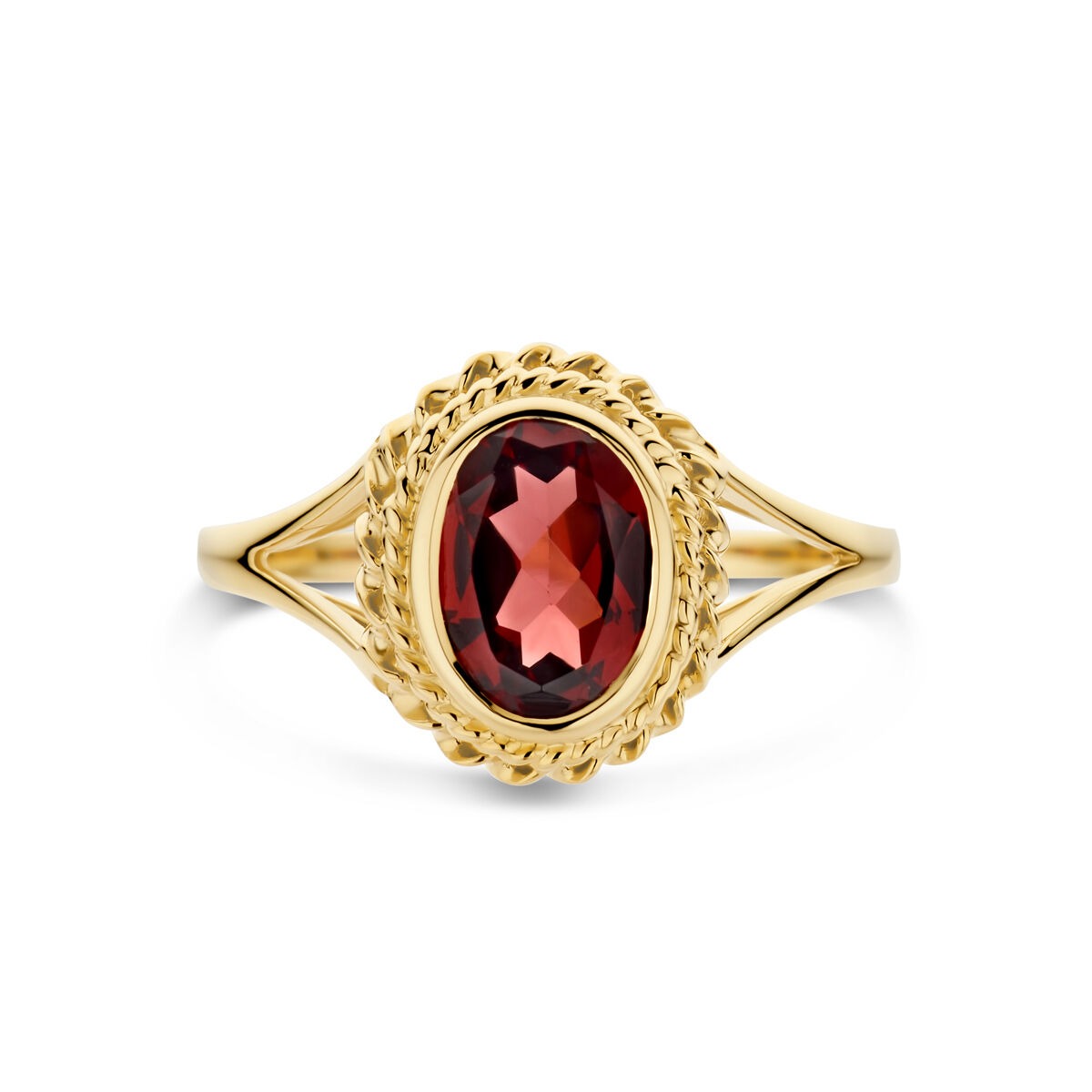 14k Geelgouden Ring met Granaat
