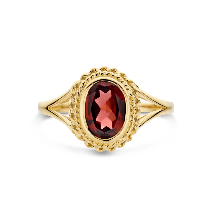 14k Geelgouden Ring met Granaat