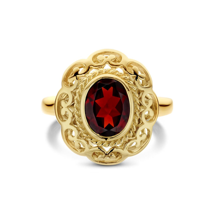 14k Geelgouden Vintage Ring met Granaat