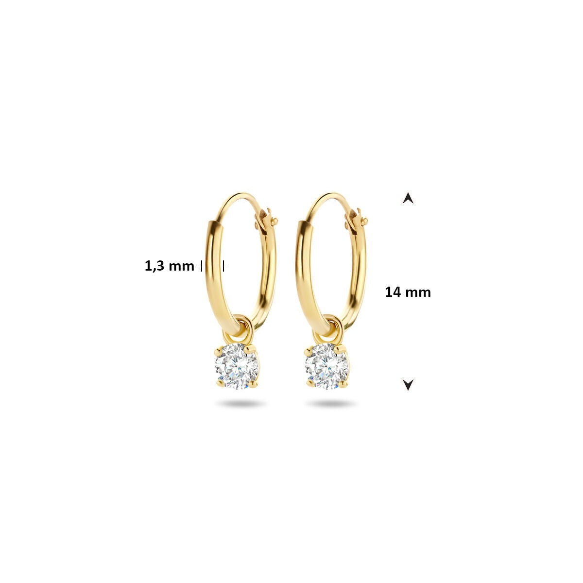 earrings with pendants zirconia 14K yellow gold