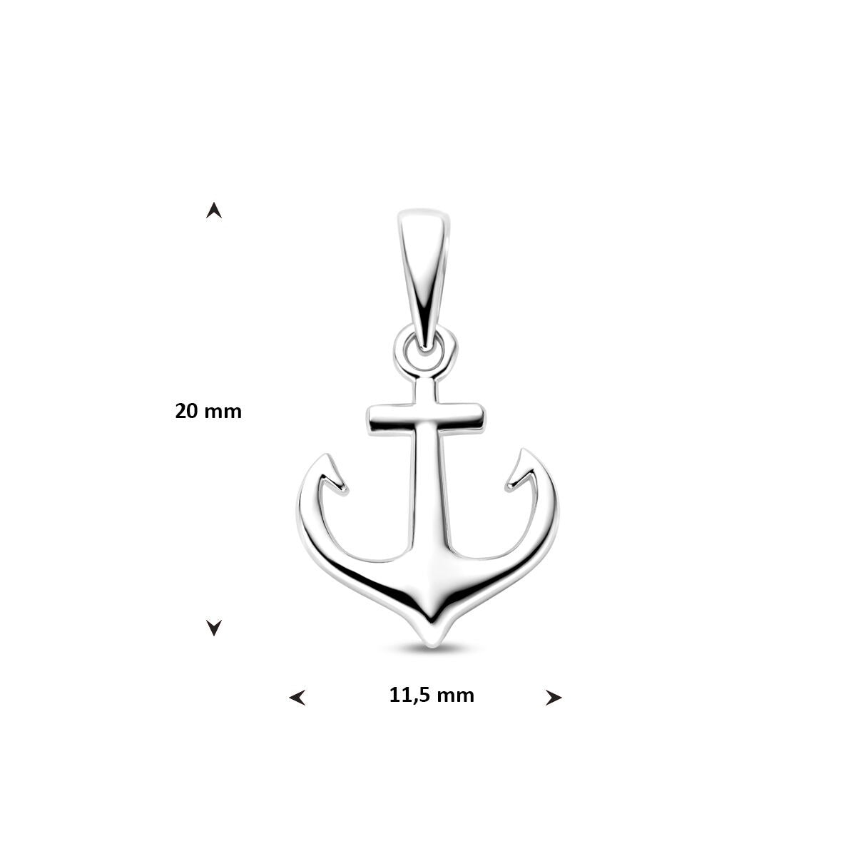 Zilveren hanger anker – gerhodineerd 925
