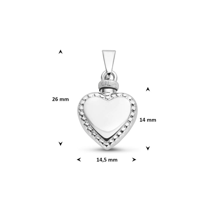 Zilveren urnhanger hart – 925 gerhodineerd zilver