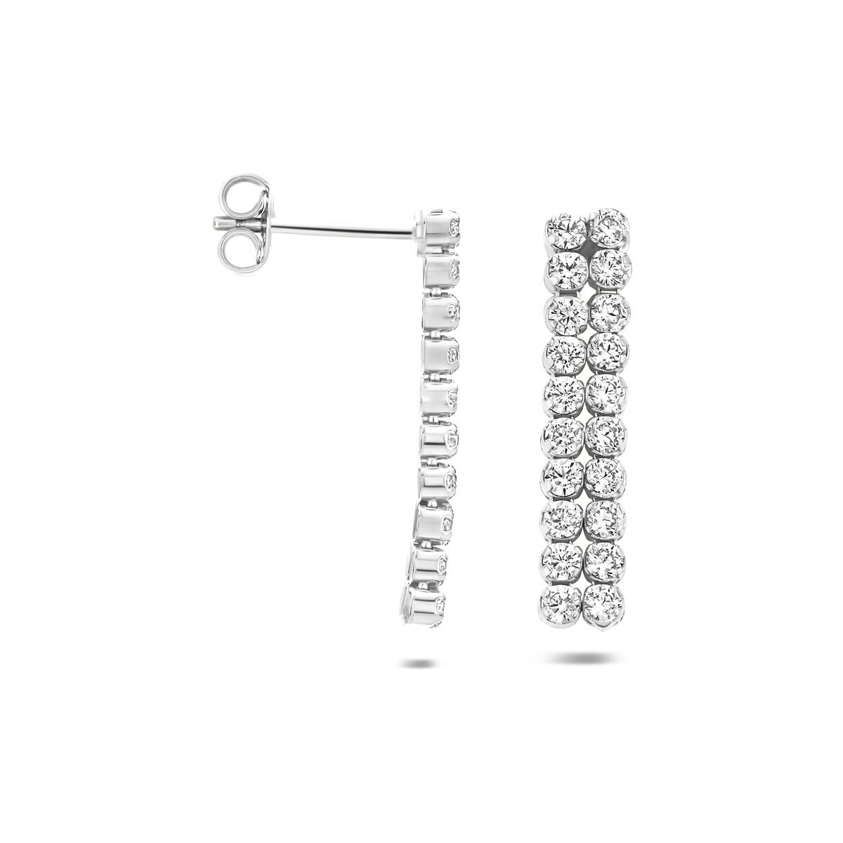 Gerhodineerd 925 zilveren oorhangers met zirkonia 24 x 5 mm