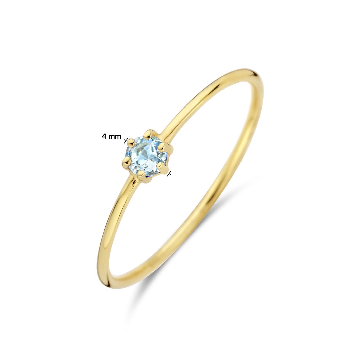 14k geelgouden ring met aquamarijn – briljant geslepen