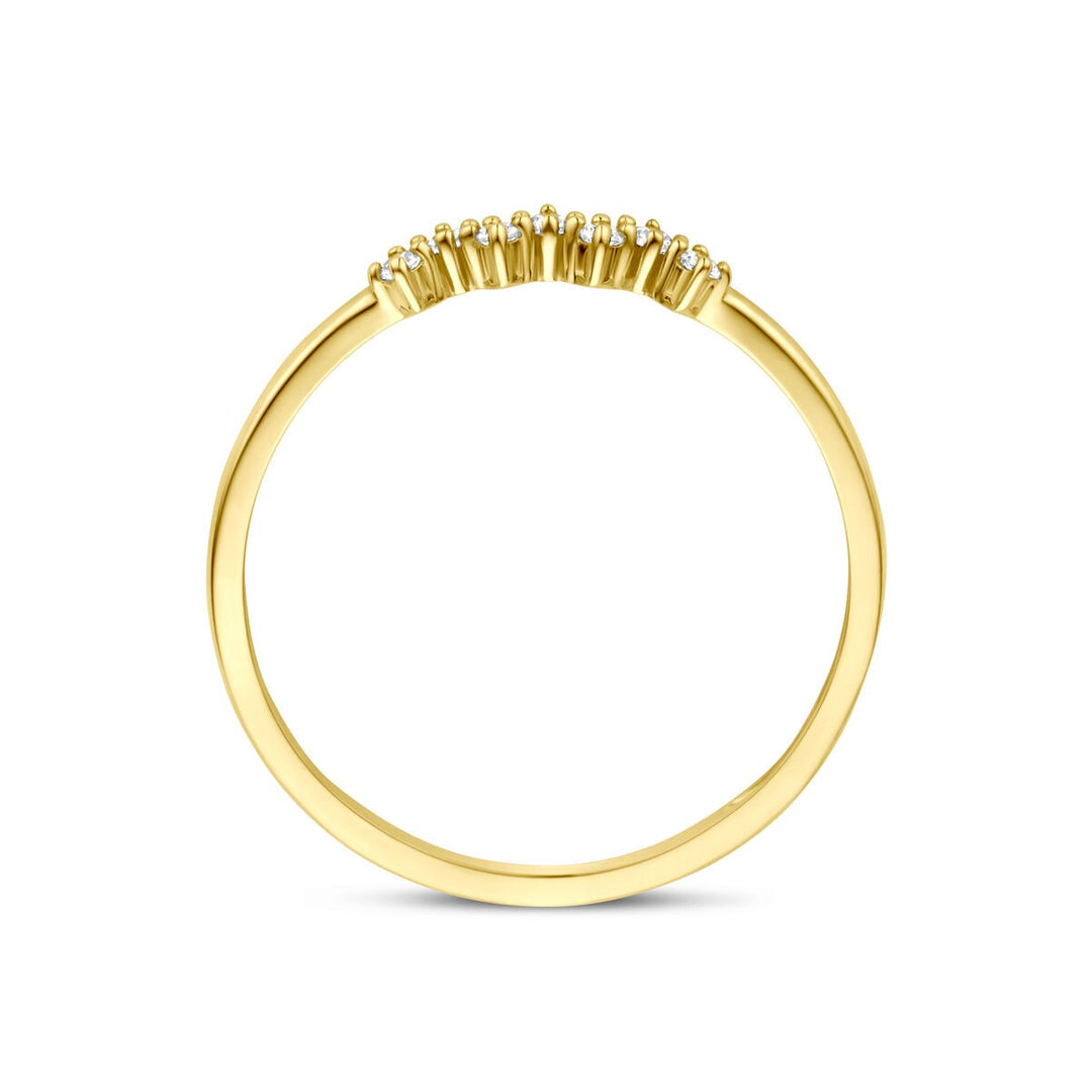 9k Geelgouden ring met zirkonia entourage