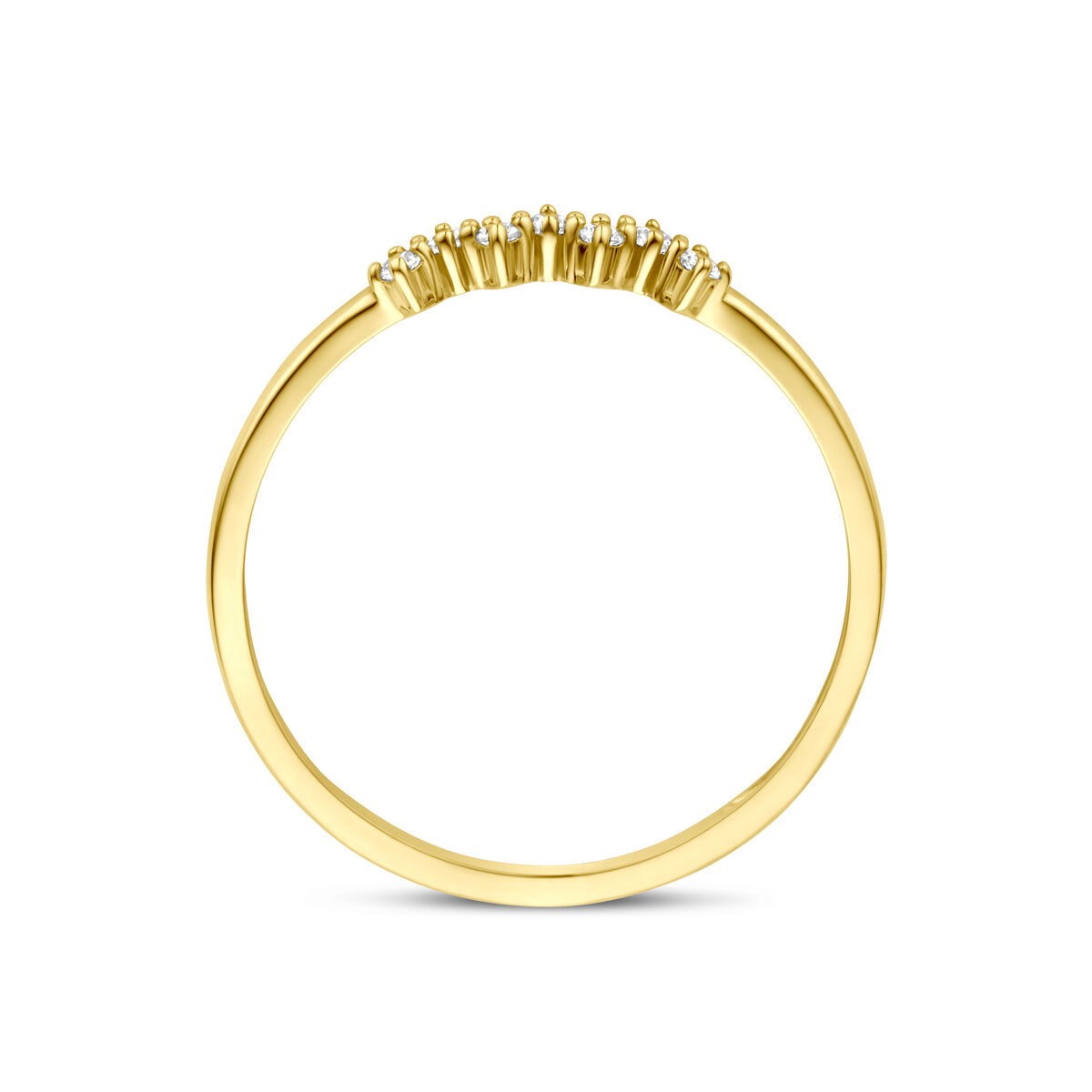 9k Geelgouden ring met zirkonia entourage