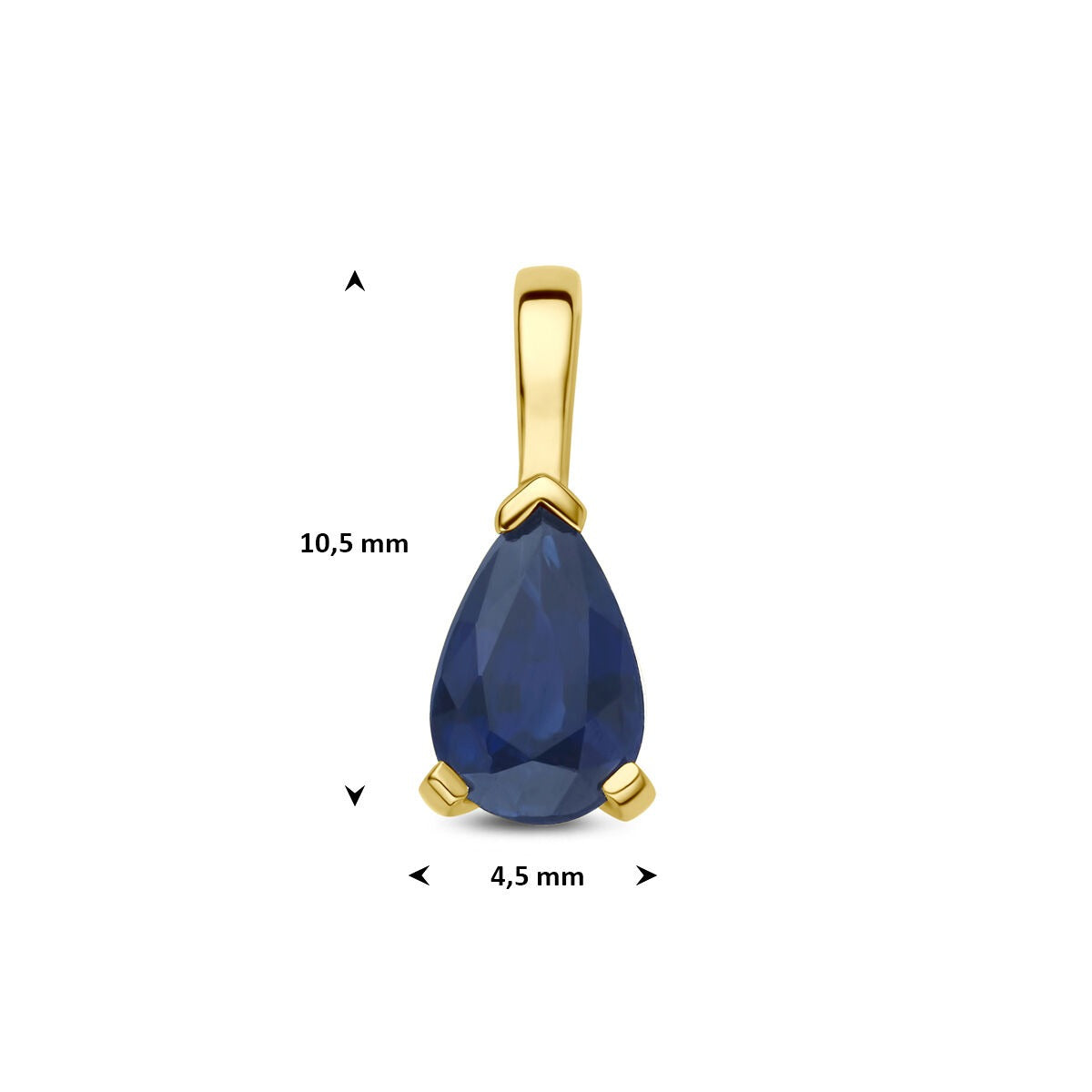 14k geelgouden hanger met saffier