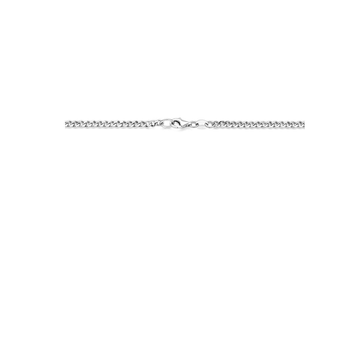 Gerhodineerd zilveren gourmette ketting met ronde connector