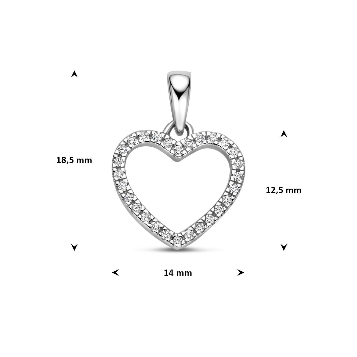 Gerhodineerd 925 Zilveren Hanger met Zirkonia Entourage