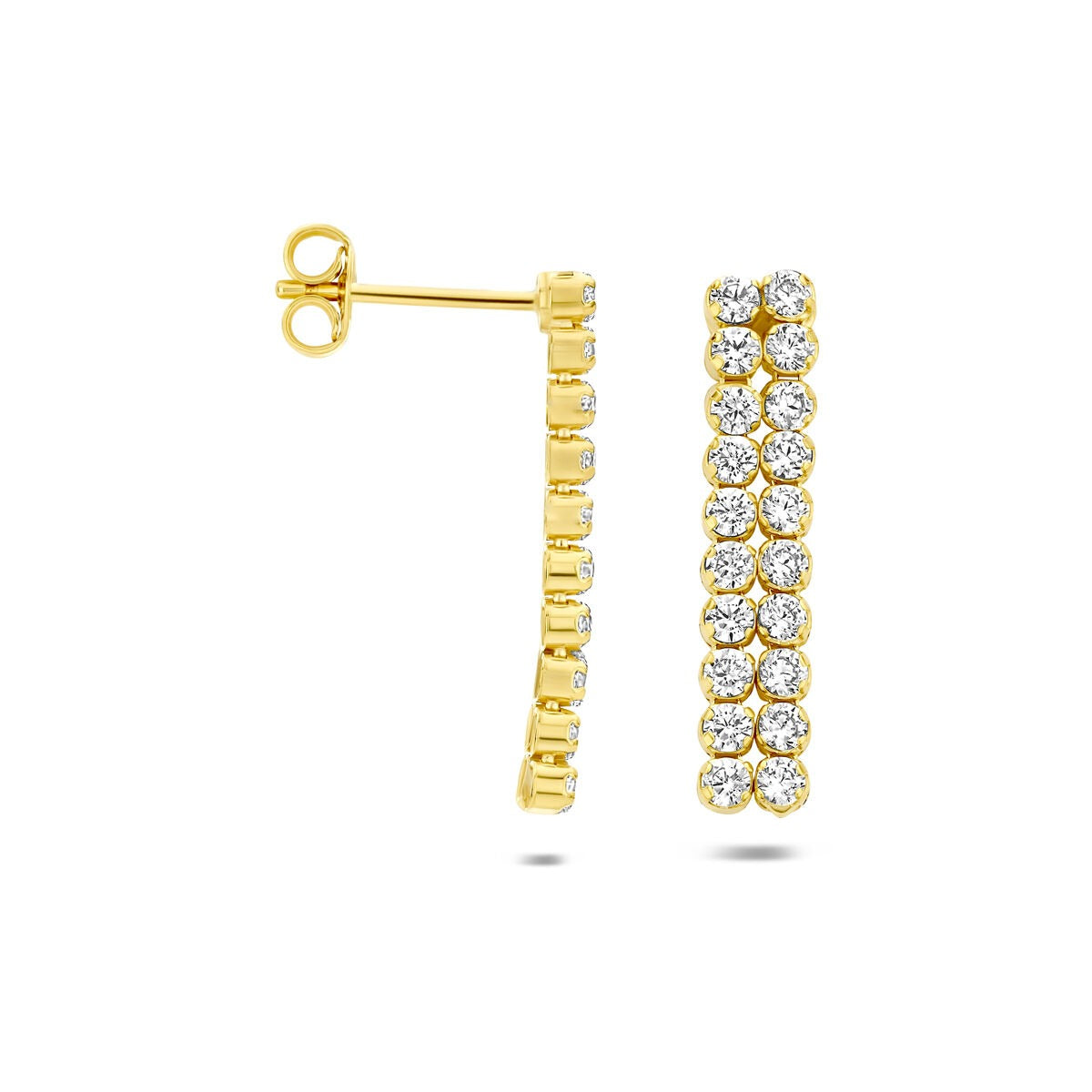 Verguld 925 zilveren oorhangers met zirkonia 24 x 5 mm