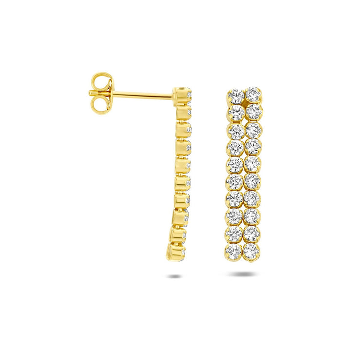 Verguld 925 zilveren oorhangers met zirkonia 24 x 5 mm