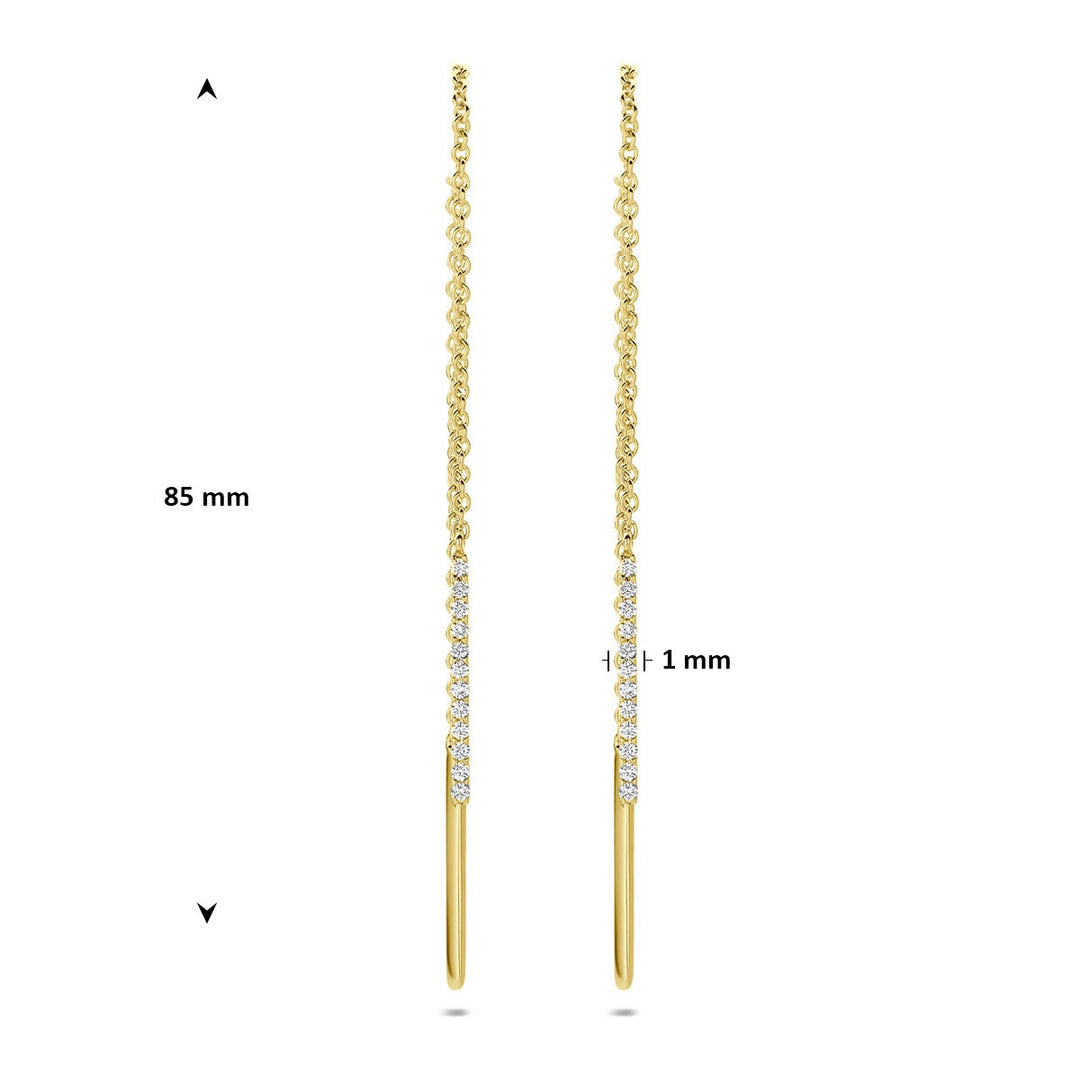 14k Geelgouden doortrekoorbellen met diamant