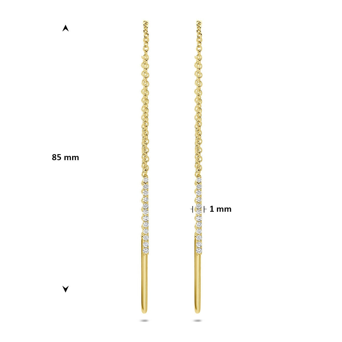 14k Geelgouden doortrekoorbellen met diamant