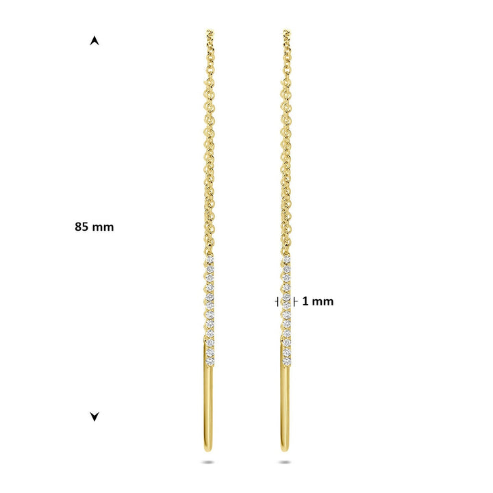14k Geelgouden doortrekoorbellen met diamant