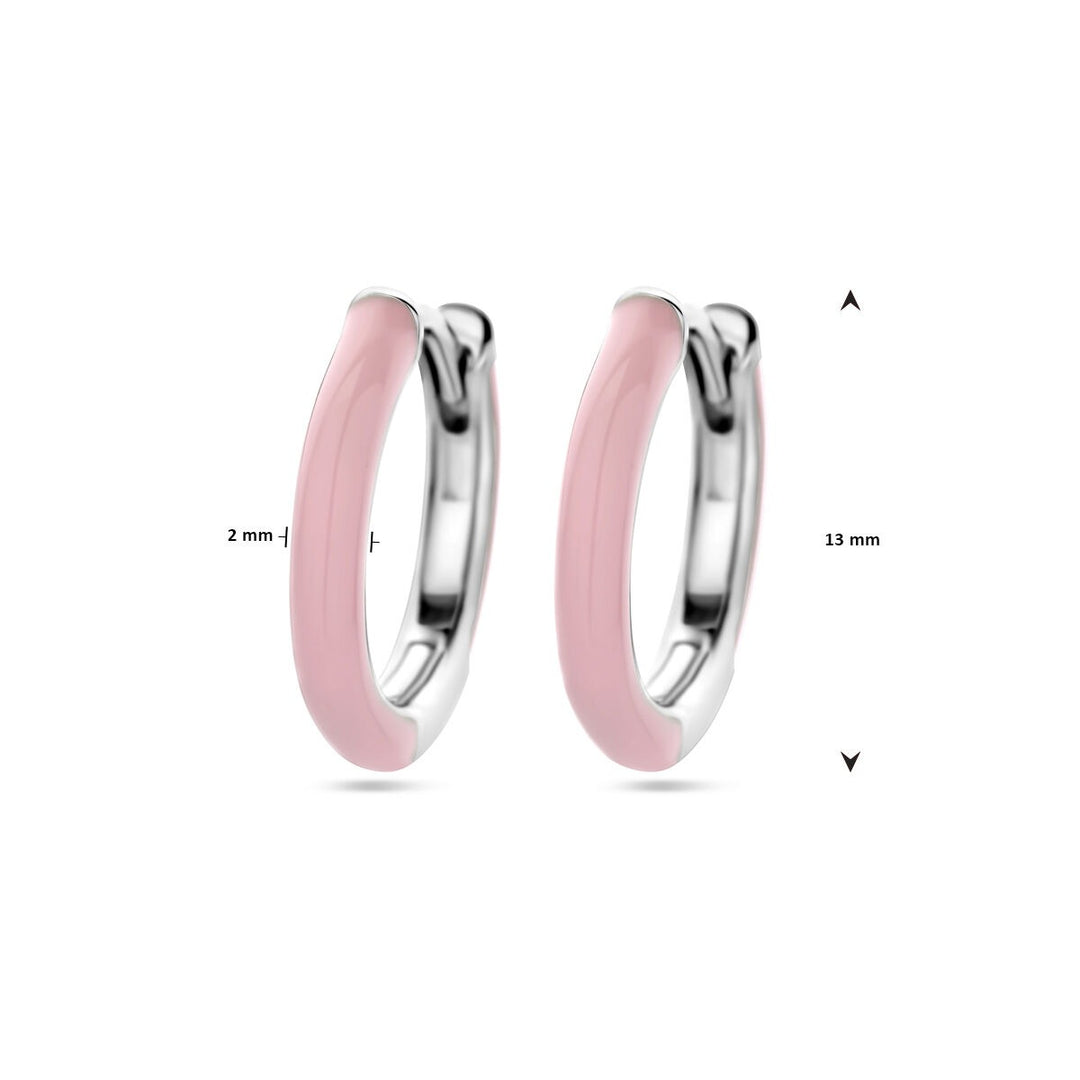 drop earrings pink enamel silver rhodium plated