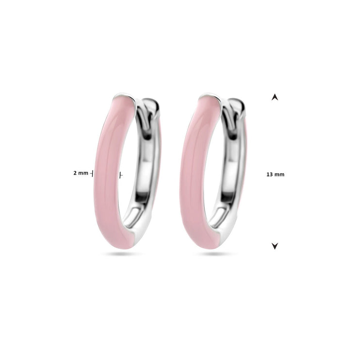 drop earrings pink enamel silver rhodium plated