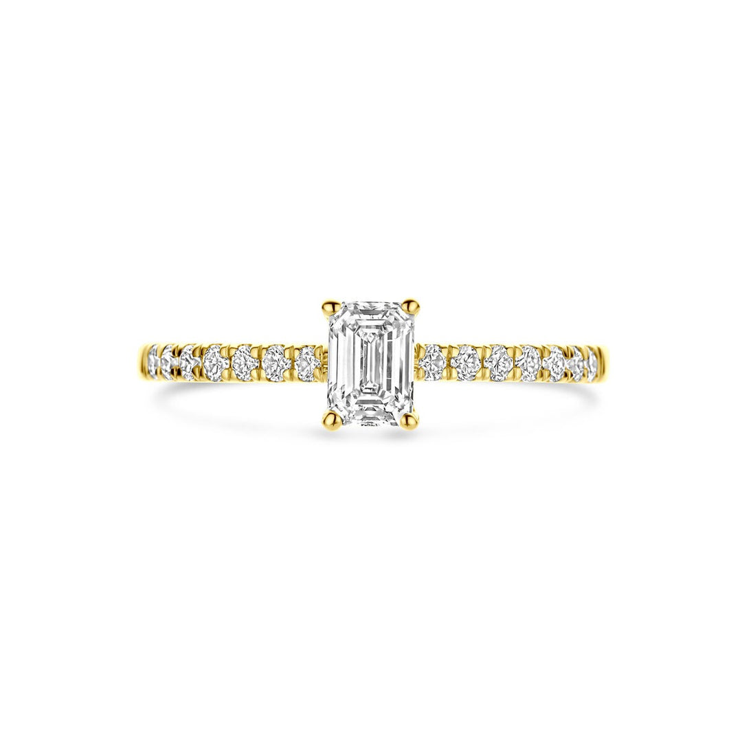 Gouden Ring 14k met Lab Grown Diamant – Emerald Slijpvorm