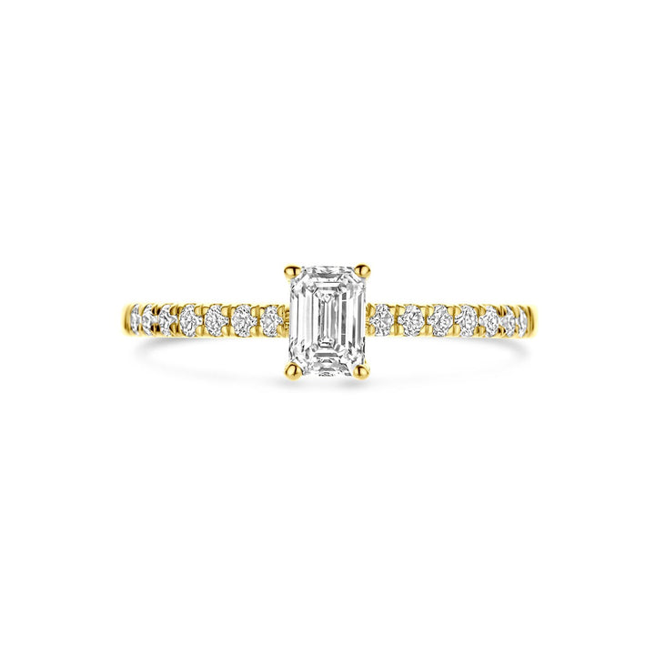 Gouden Ring 14k met Lab Grown Diamant – Emerald Slijpvorm