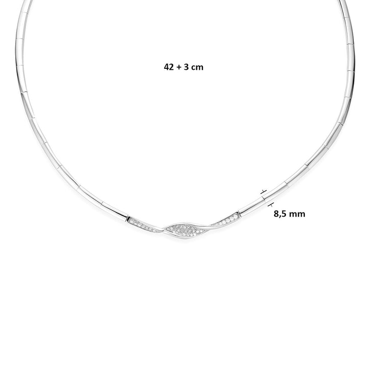 Gerhodineerd 925 zilveren collier met zirkonia