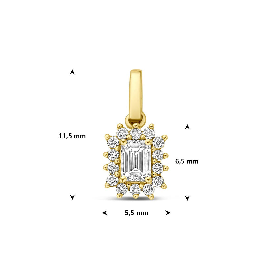 14k Geelgouden hanger met lab grown diamant