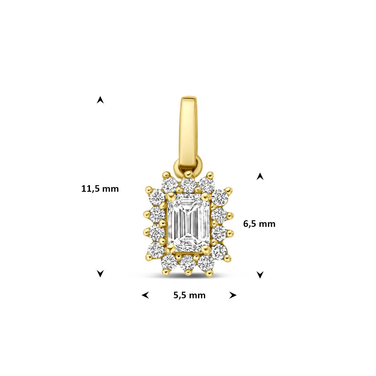 14k Geelgouden hanger met lab grown diamant