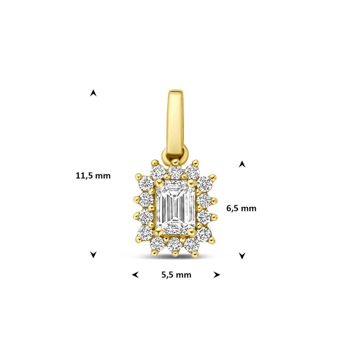 14k Geelgouden hanger met lab grown diamant