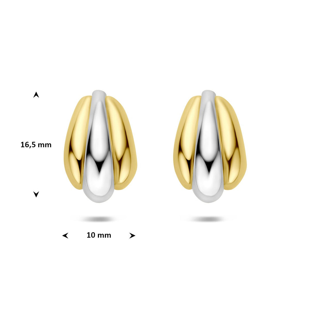 Verguld en Gerhodineerd 925 Zilveren Stekeroorbellen 16,5 x 10 mm