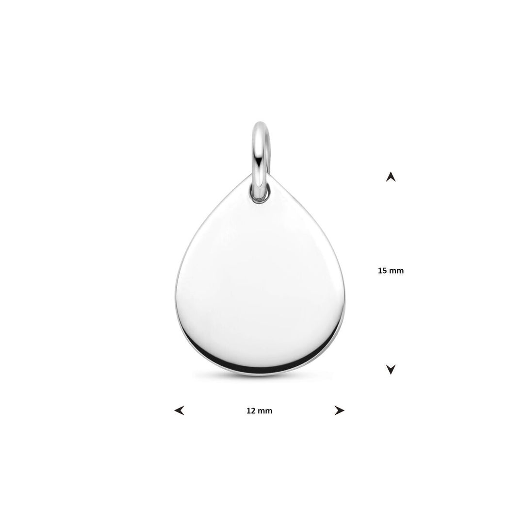 925 Gerhodineerd Zilveren Graveerhanger Druppel