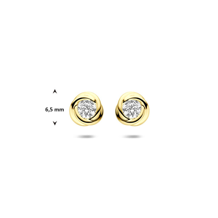 Gouden Oorknopjes 14k met Zirkonia – Solitaire Zetting