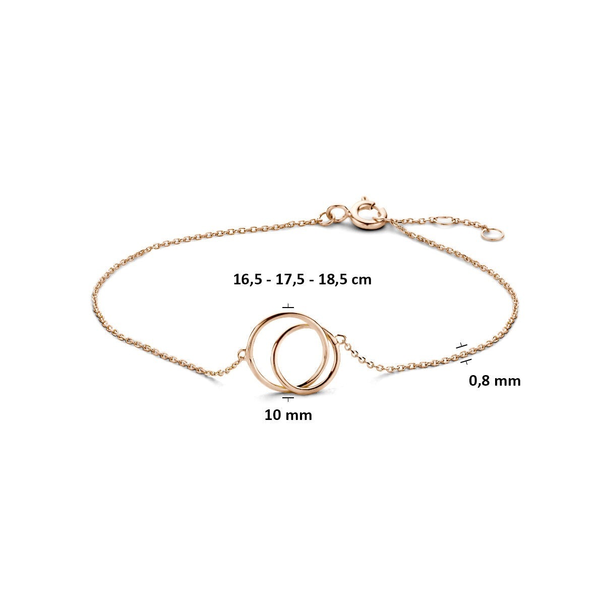 14k rosegouden dames armband met open rondjes